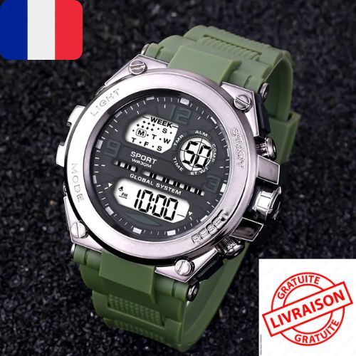 Montre De Sport Militaire Verte Pour Homme, Numérique, Multifonction, Étanche