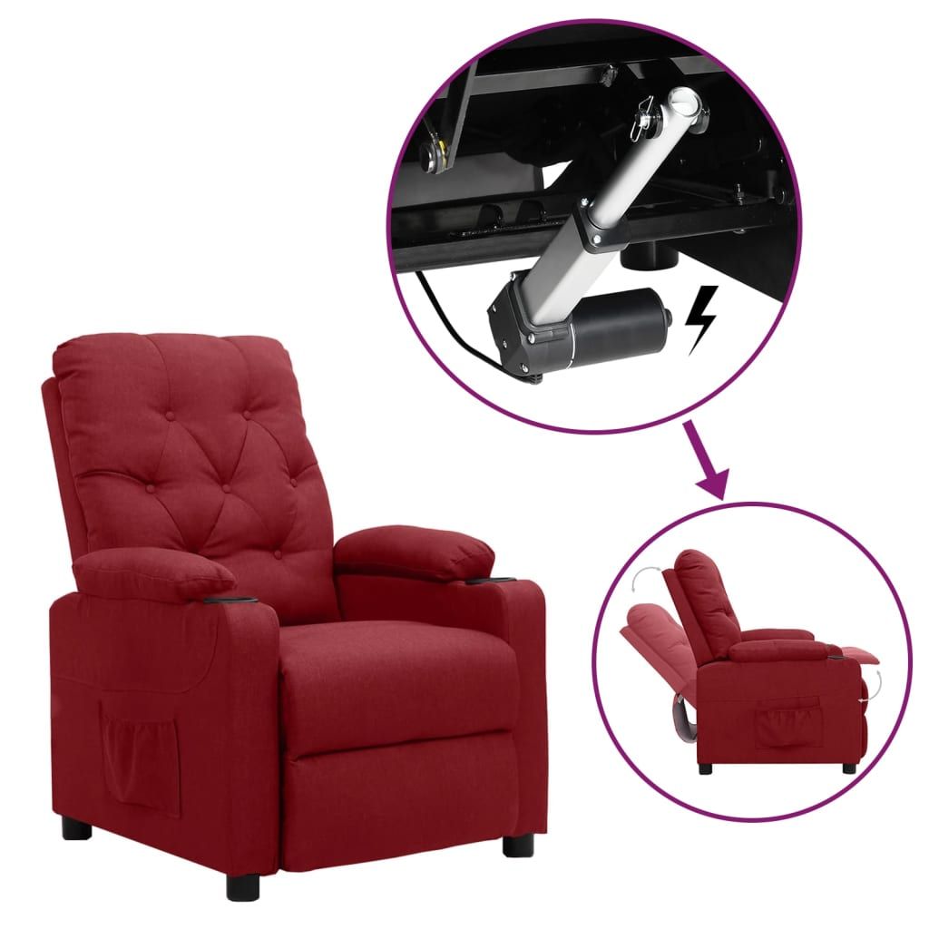 Vidaxl Fauteuil Releveur Inclinable Rouge Bordeaux Tissu