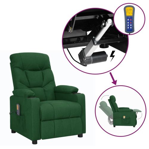 Vidaxl Fauteuil Releveur Inclinable De Massage Vert Foncé Tissu