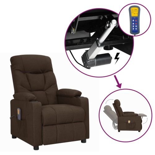 Vidaxl Fauteuil Releveur Inclinable De Massage Marron Foncé Tissu