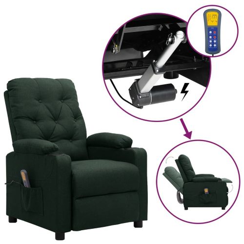 Vidaxl Fauteuil Releveur Inclinable De Massage Vert Foncé Tissu