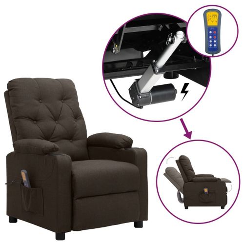 Vidaxl Fauteuil Releveur Inclinable De Massage Marron Foncé Tissu