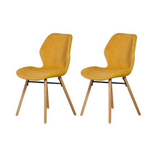 Lot De 2 Chaises Repas 46x53x84 Cm En Tissu Jaune - Kristen