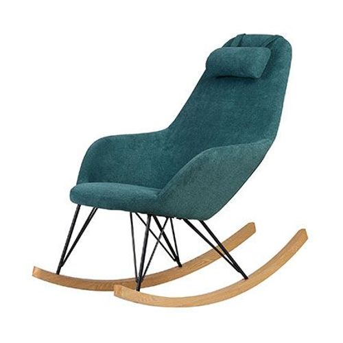 Fauteuil À Bascule 66x109x104 Cm En Tissu Bleu Canard - Hellia