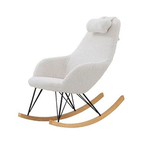 Fauteuil À Bascule 66x109x104 Cm Effet Bouclette Blanc - Hellia