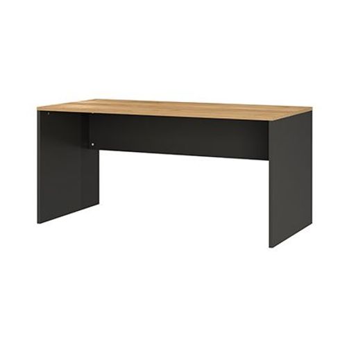 Bureau Droit 158 Cm Gris Foncé Et Chêne - Koxie
