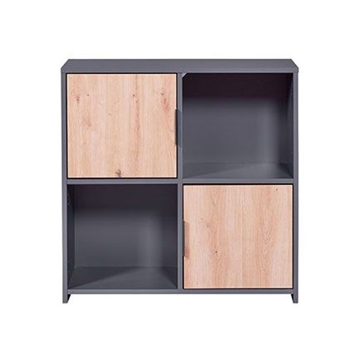 Etagère 2 Portes 77x30x77 Cm Gris Et Chêne