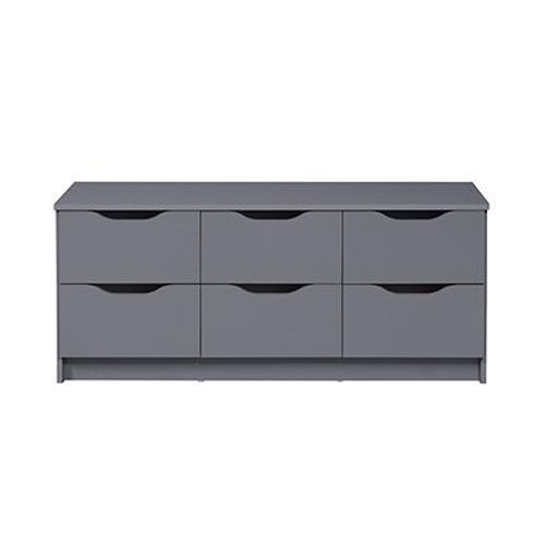 Commode 6 Tiroirs 122x40x51 Cm Gris Foncé