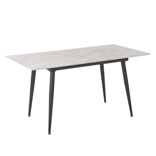 Table À Manger Extensible 120/150 X 80 Cm Effet Marbre Blanc Eftalia