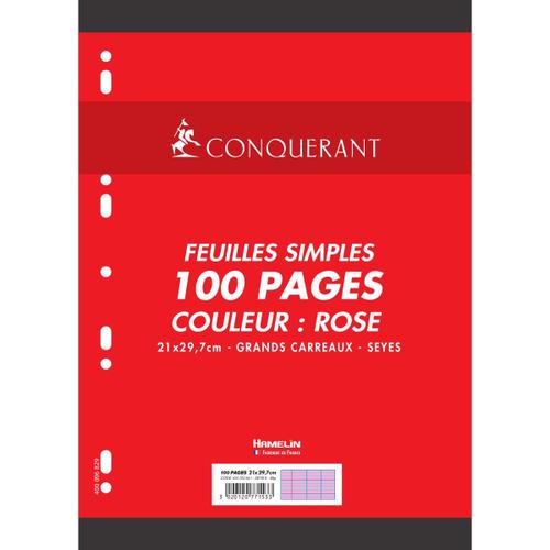CONQUÉRANT SEPT Lot de 2 Feuilles Simples A4 Seyès 100 Pages 80g
