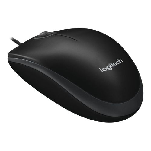 Logitech B100 - Souris - droitiers et gauchers - optique - 3 boutons - filaire - USB - noir