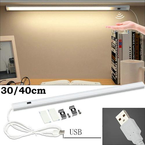 Barre Lumineuse Led Usb Avec Capteur De Balayage Manuel, Lumière Blanche Chaude, 30/40cm, Pour Placard De Cuisine, Rétro-Éclairage, Veilleuse