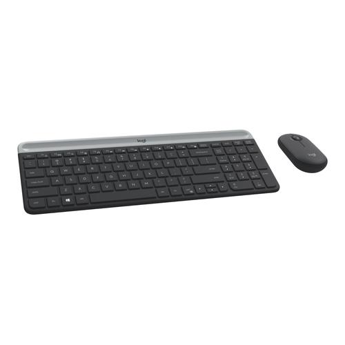 Logitech Slim Wireless Combo MK470 - Ensemble clavier et souris - sans fil - 2.4 GHz - Français - graphite