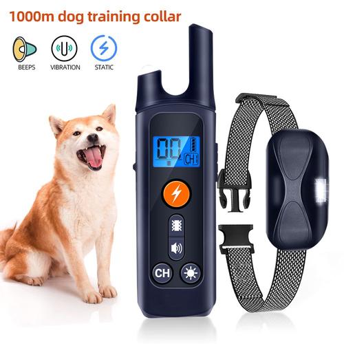 Collier D'entraînement Pour Chien, 1000m, Étanche, Avec Télécommande, Son De Choc, Vibration Électrique, Produits Pour Animaux De Compagnie