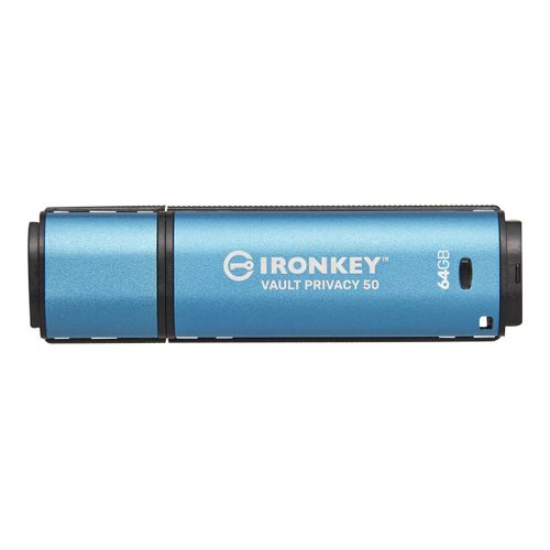 Kingston IronKey Vault Privacy 50 Series - Clé USB - chiffré - 64 Go - USB 3.2 Gen 1 - Conformité TAA