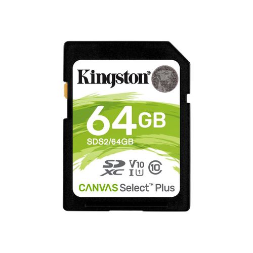 Kingston Canvas Select Plus - Carte mémoire flash - 64 Go - Video Class V10 / UHS-I U1 / Class10 - SDXC UHS-I