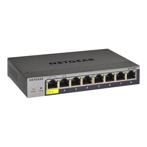 NETGEAR Smart GS108Tv3 - Commutateur - intelligent - 8 x 10/100/1000 - de bureau, fixation murale - Tension CC