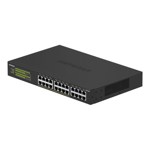 NETGEAR GS324P - Commutateur - non géré - 16 x 10/100/1000 (PoE+) + 8 x 10/100/1000 - Montable sur rack, de bureau - PoE+ (190 W)