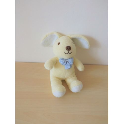 Doudou Lapin Jaune Noeud Bleu Luminou