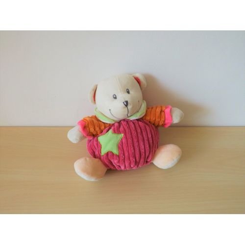 Doudou Ours Boule Blanc Fuschia Mes Petits Cailloux