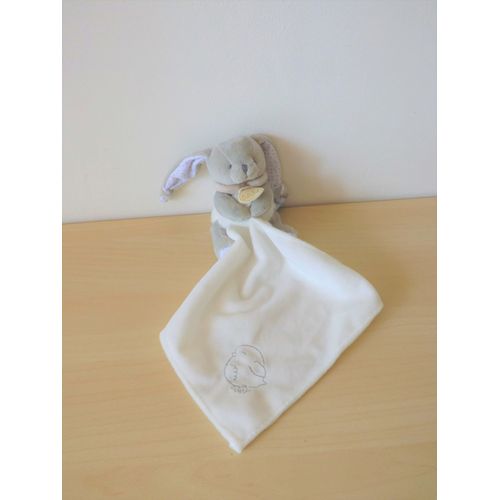 Doudou Lapin Gris Blanc Poussin Baby Nat'
