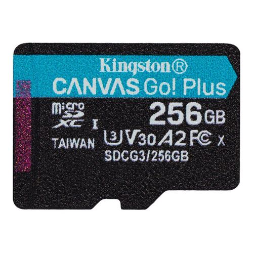 Kingston Canvas Go! Plus - Carte mémoire flash - 256 Go - A2 / Video Class V30 / UHS-I U3 / Class10 - microSDXC UHS-I