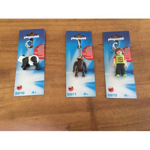 3 porte clefs playmobil 6611,6612,6613 singe panda skater