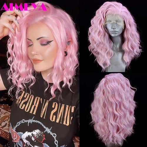 Pink 2317 12 Pouces Perruque Bob Lace Front Wig Synthétique, Perruque Courte Pour Femmes, Perruque Cosplay