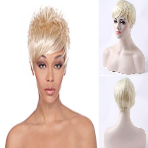 Light Blonde 10pouces Perruque Synthétique Courte Et Lisse Pour Femme