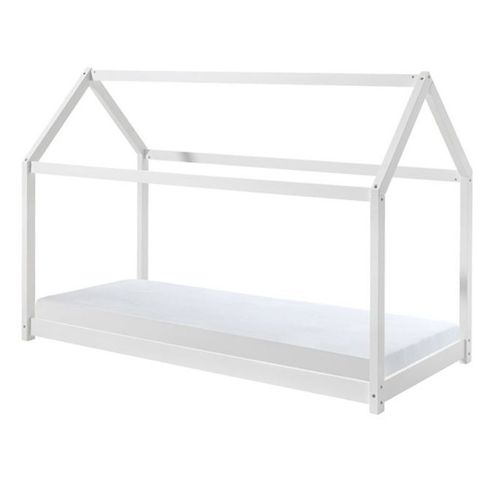 Paris Prix - Lit Enfant & Matelas "Cabane" 90x200cm Blanc