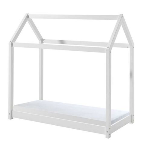 Paris Prix - Lit Enfant & Matelas "Cabane" 70x140cm Blanc