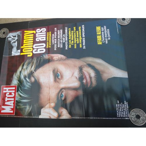 Affiche Publicitaire Paris Match De Johnny Hallyday + Laetitia Nue