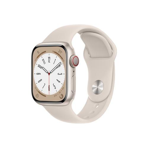 Apple Watch Series 8 (Gps + Cellular) - Boîtier 41 Mm Aluminium Droit Avec Bracelet Sport Crème