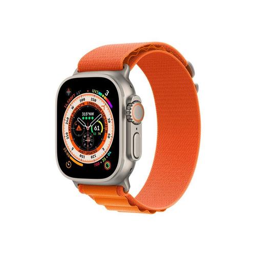 Apple Watch Ultra - Boîtier 49 Mm Titane Avec Bracelet Nylon Orange De Taille S