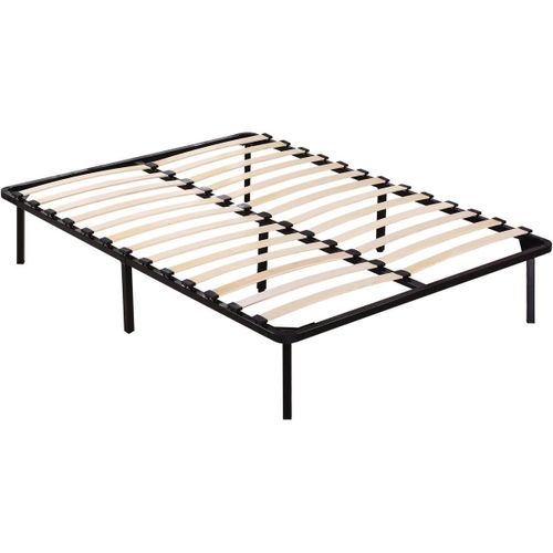 Cadre À Lattes + Pieds Pour Matelas 140 X 190 Cm - 13 Lattes