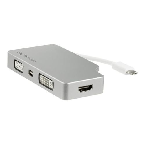 StarTech.com Adaptateur de voyage audio/vidéo 4 en 1 - USB Type-C vers VGA, DVI, HDMI ou Mini DP - 4K (CDPVGDVHDMDP) - Adaptateur vidéo - 24 pin USB-C mâle pour HD-15 (VGA), DVI-D, HDMI, Mini...
