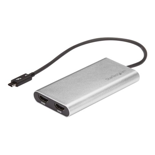 StarTech.com Adaptateur Thunderbolt 3 vers double HDMI - Compatible Windows et Mac - 4K 60 Hz (TB32HD24K60) - Câble adaptateur - 24 pin USB-C mâle pour HDMI femelle - 28.4 m - argent - actif...