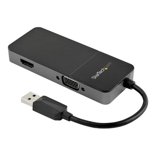 StarTech.com Adaptateur USB 3.0 vers HDMI VGA 1080p - Convertisseur 4K - Adaptateur vidéo - USB type A mâle pour HD-15 (VGA), HDMI femelle - noir, argent