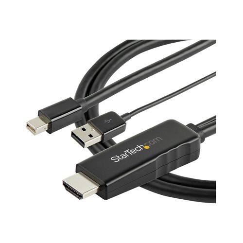 StarTech.com 6ft (2m) HDMI to Mini DisplayPort Cable 4K 30Hz, Active HDMI to mDP Adapter Converter Cable with Audio, USB Powered, Mac & Windows, HDMI Male to mDP Male Video Adapter Cable - HDMI...