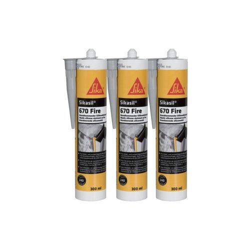 Lot de 3 mastics classés au feu pour joints SIKA - Sikasil 670 Fire - Gris - 300ml