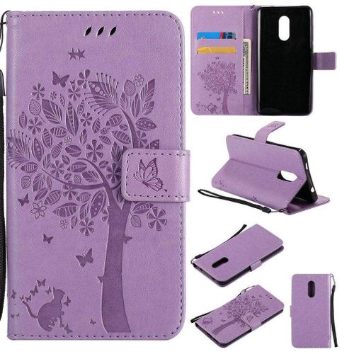 Saturcase Coque Pour Xiaomi Redmi Note 4 / Note 4x, Arbre À Chat Pu Cuir Magnétique Flip Portefeuille Support Porte-Carte Protecteur Housse Étui Avec Dragonne Pour Xiaomi Redmi Note 4 / Note 4x (Lavande)