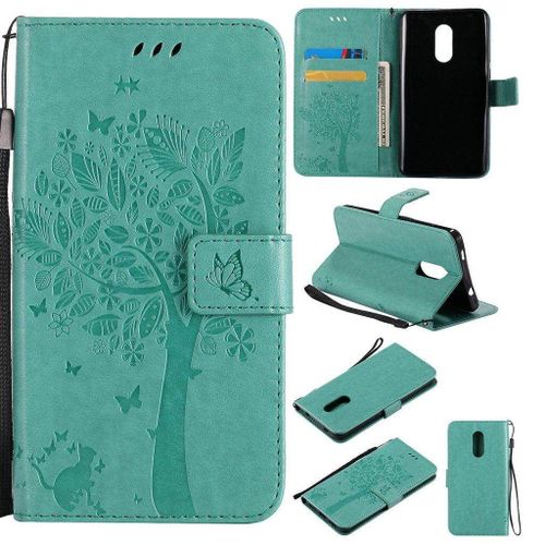 Saturcase Coque Pour Xiaomi Redmi Note 4 / Note 4x, Arbre À Chat Pu Cuir Magnétique Flip Portefeuille Support Porte-Carte Protecteur Housse Étui Avec Dragonne Pour Xiaomi Redmi Note 4 / Note 4x (Vert)