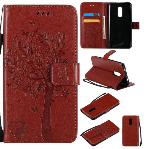 Saturcase Coque Pour Xiaomi Redmi Note 4 / Note 4x, Arbre À Chat Pu Cuir Magnétique Flip Portefeuille Support Porte-Carte Protecteur Housse Étui Avec Dragonne Pour Xiaomi Redmi Note 4 / Note 4x (Marron)