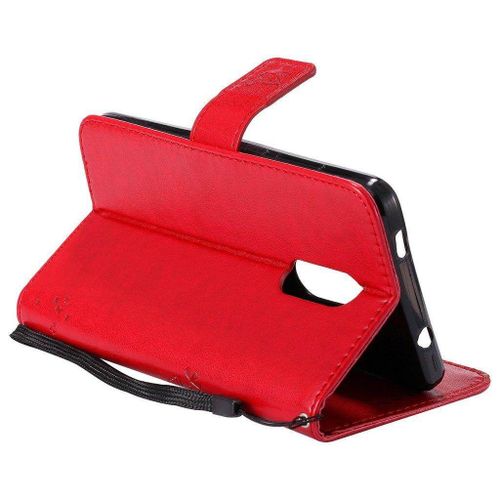 Saturcase Coque Pour Xiaomi Redmi Note 4 / Note 4x, Arbre À Chat Pu Cuir Magnétique Flip Portefeuille Support Porte-Carte Protecteur Housse Étui Avec Dragonne Pour Xiaomi Redmi Note 4 / Note 4x (Rouge)