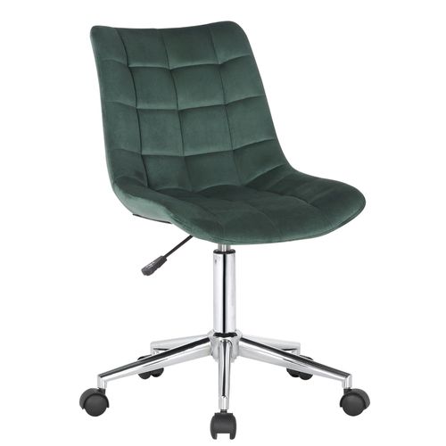 Chaise De Bureau En Velours Vert Sur Roulettes Design Moderne Hauteur Réglable Bur10597