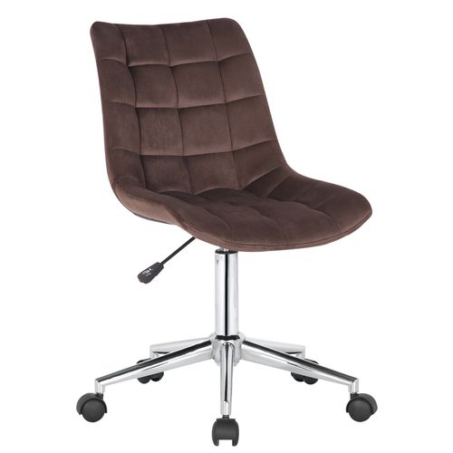 Chaise De Bureau En Velours Marron Sur Roulettes Design Moderne Hauteur Réglable Bur10594