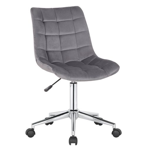 Chaise De Bureau En Velours Gris Sur Roulettes Design Moderne Hauteur Réglable Bur10595