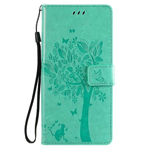 Saturcase Coque Pour Samsung Galaxy Note 5, Arbre À Chat Pu Cuir Magnétique Flip Portefeuille Support Porte-Carte Protecteur Housse Étui Avec Dragonne Pour Samsung Galaxy Note 5 (Vert)