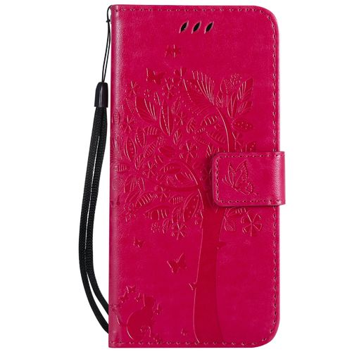 Saturcase Coque Pour Samsung Galaxy Note 5, Arbre À Chat Pu Cuir Magnétique Flip Portefeuille Support Porte-Carte Protecteur Housse Étui Avec Dragonne Pour Samsung Galaxy Note 5 (Rose)