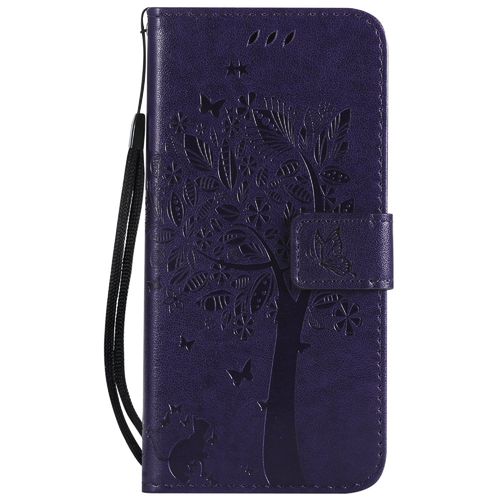 Saturcase Coque Pour Samsung Galaxy Note 5, Arbre À Chat Pu Cuir Magnétique Flip Portefeuille Support Porte-Carte Protecteur Housse Étui Avec Dragonne Pour Samsung Galaxy Note 5 (Violet)